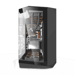 DarkFlash DY470 Mid-Tower ATX Gaming Case – Black/White (without Fans)